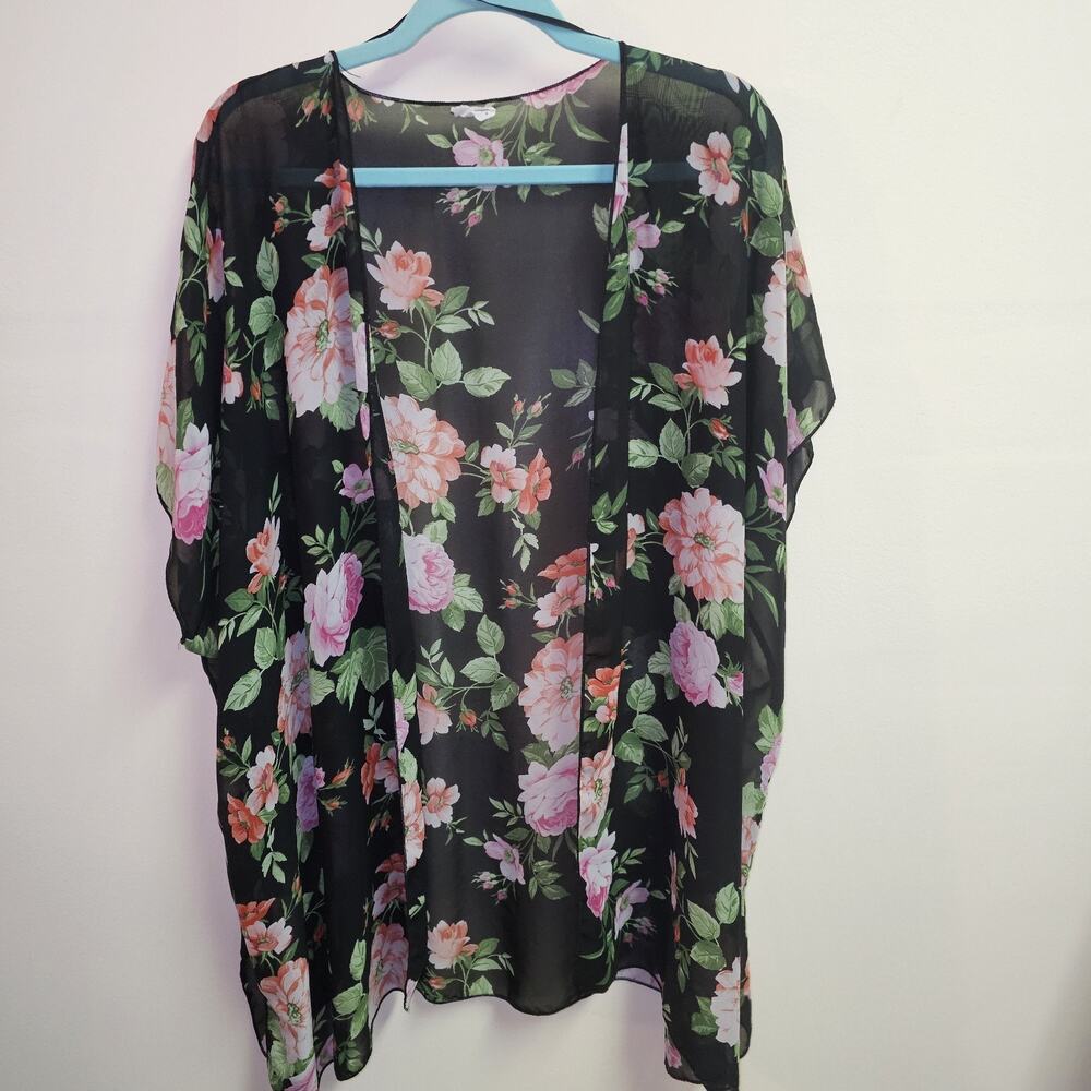 Poetry Floral Open Kimono / Coverup One Size